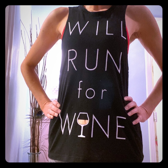 Will Run for Wine 🍷 Sleeveless Exercise Top XS - Picture 1 of 1